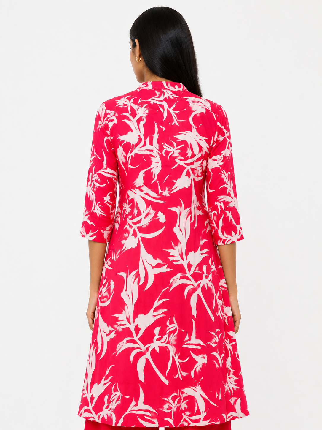 Red and White Kurta Palazzo Ensemble
